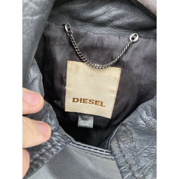 Vintage Diesel Asymmetrical Biker Jacket Women’s M Black Lambskin Leather Y2k - Picture 4 of 8